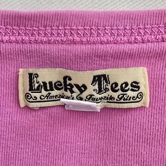 Lucky Brand Lucky Tees Low-Cut VNeck Sexy Barbie PinkT Shirt Top Size Small USA - Picture 5 of 6
